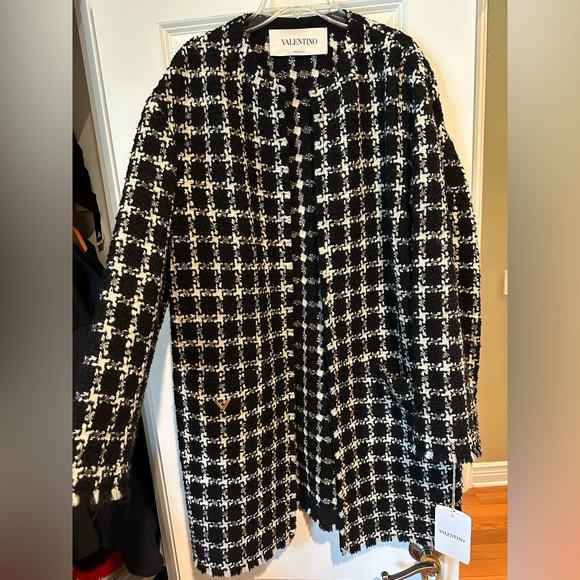Valentino Tweed Wool blend Coat in black - Picture 1 of 8